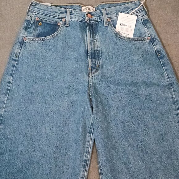 NEW Etica Denim Cassel Ultra High Barrel Leg Jeans Bluestone Size 30 Cropped - Picture 4 of 15